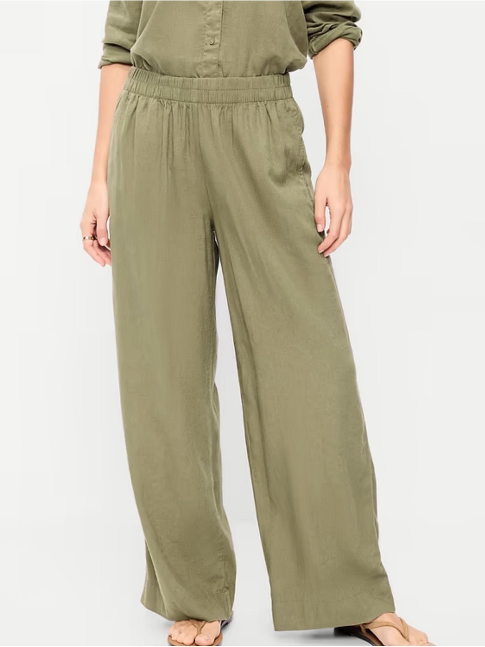Old Navy Olive Green Wide-Leg Pull-On Pants